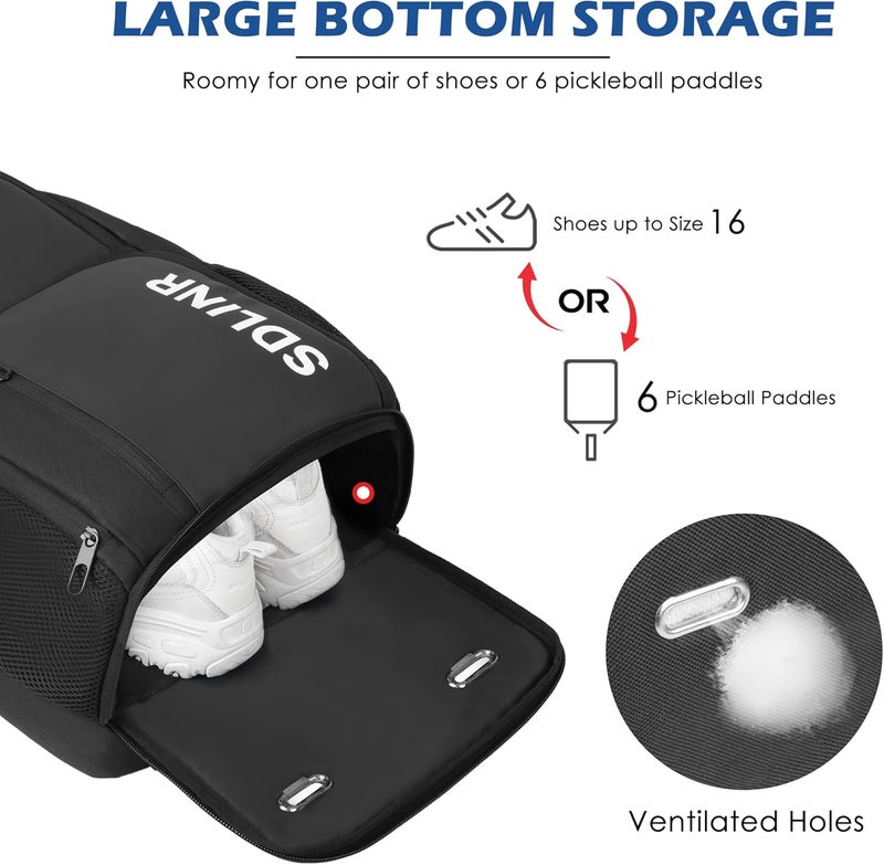SDLINR Pickleball Bag Fits 4 to 10 Paddles, Large Pickleball Backpack with Shoe Compartment and Fence Hook,Pickleball Gifts for Men Women - Image 3